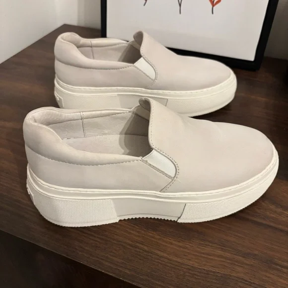 J Slides NYC Aileen Ivory Cream Leather Platform Slip-On Sneakers - Picture 3 of 11